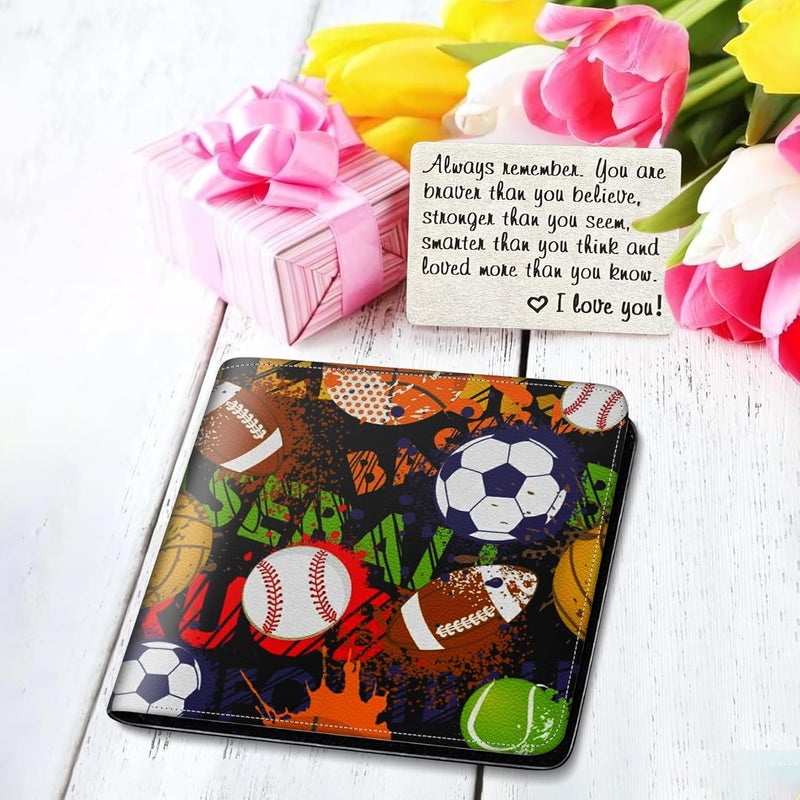 Mindow Boys Wallet for Kids, Teen Boy Balls Wallets 9-12 8-10 8-12, Cool Novelty Leather Bifold Rfid Blocking Purse Coin Pocket Zipper Id Window for Children Men Male Youth Guys Birthday Christmas Gifts - Image 5